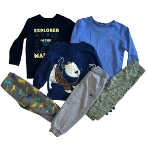 Kids' Graphic Tee and PantsSet - Black, Blue, Gray, Green